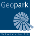 blaues Logo mit Schriftzug Geopark und Schwäbische Alb