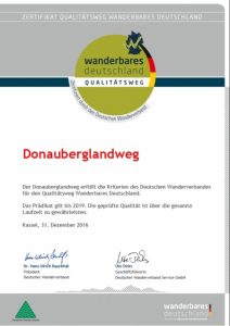 Abbildung der Urkunde Donauberglandweg