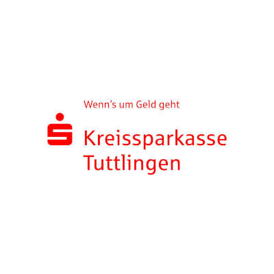 rotes Logo und roter Schriftzug Wenn's um Geld geht Kreissparkasse Tuttlingen