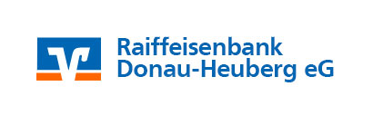 blauer Schriftzug Raiffeisenbank Donau-Heuberg eG und orange blau weißes Logo