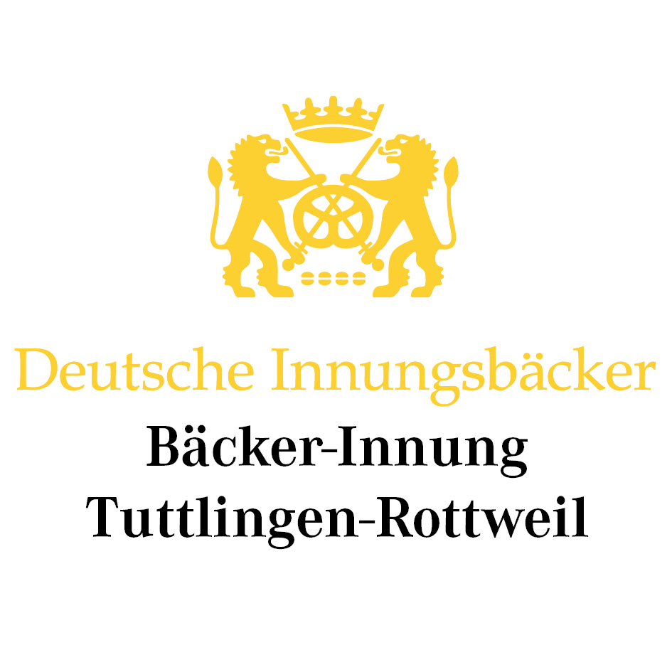 gelbes Logo mit Schriftzug in gelb Deutsche Innungsbäcker und in schwarz Bäcker-Innung Tuttlingen-Rottweil