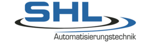 blau schwarzes Logo mit Schriftzug in blau SHL und in schwarz Automatisierungstechnik