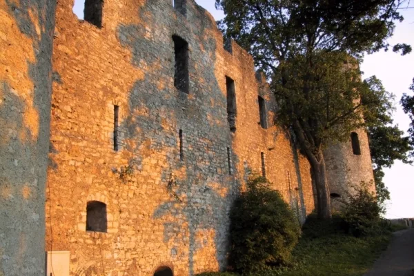 Bild von Ruine Honberg, die von der Sonne angestrahlt wird