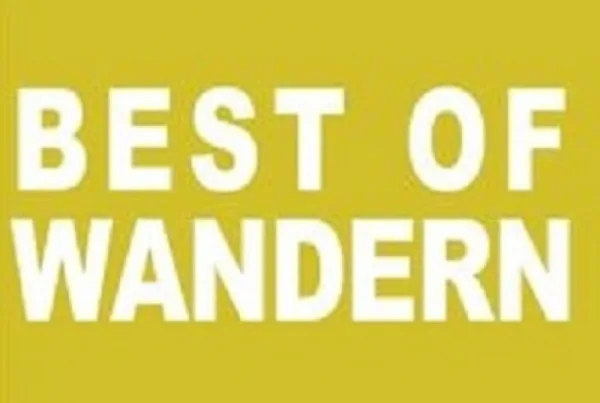 weißes Logo auf gelbem Hintergrund mit Schriftzug: Best of Wandern