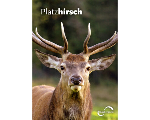 Donaubergland Postkartenmotiv mit einem braunen Hirsch.